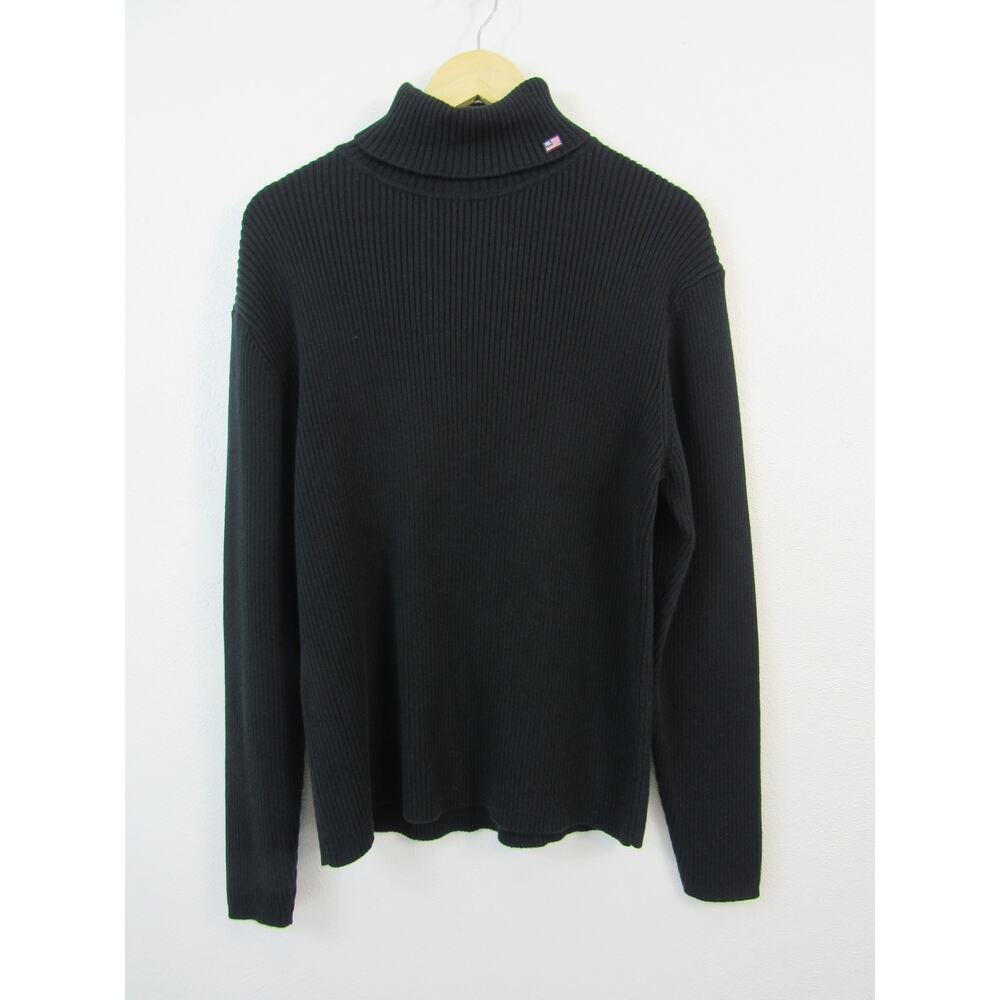 Vintage Polo Jeans Co Ralph Lauren Ribbed Turtleneck Black Sweater Women Size XL
